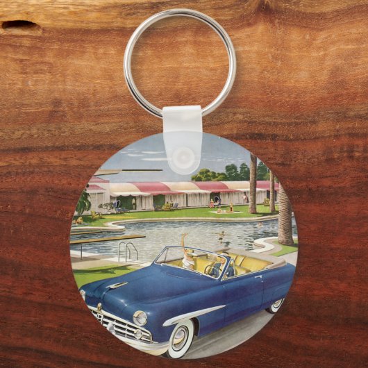  zomervakantie, converteerbare auto en muis sleutelhanger (Voorkant)