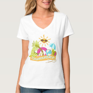 zomervakantie die zonlicht glimlacht in zonnebrill t-shirt