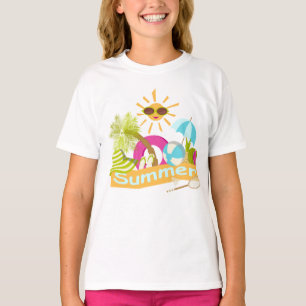 zomervakantie die zonlicht glimlacht in zonnebrill t-shirt