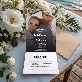 Zomervakantie foto bruiloft all in one uitnodiging