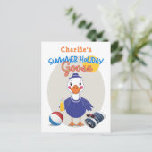 Zomervakantie Gekke Gans Schattigee Cartoon Retro Briefkaart (Staand voorkant)