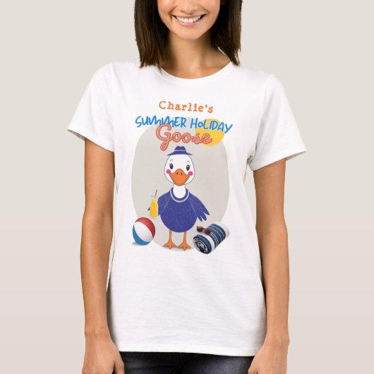 Zomervakantie Gekke Gans Schattigee Cartoon T-shirt (Voorkant)