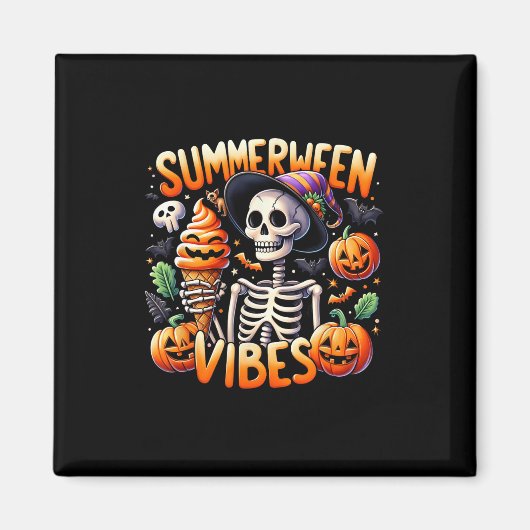 Zomervakantie Halloween Summerween Skeleton Ice Magneet (Voorkant)