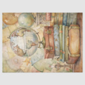 zomervakantie koffers wereldbol kaart tissuepapier (Voorkant)