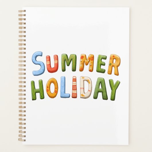 Zomervakantie - Levendige zomervakantie Tekstkunst Planner (Voorkant)