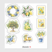 Zomervakantie Mediterrane citroen Waterverf Sticker (Vel)