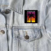 Zomervakantie met flauwte in de braadterugloop vierkante button 5,1 cm (In situ)