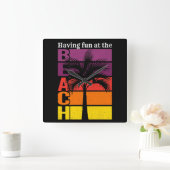 Zomervakantie met flauwte in de braadterugloop vierkante klok (Huis)