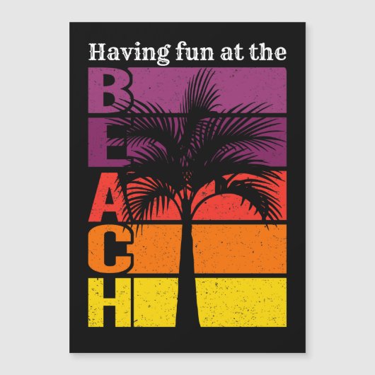 Zomervakantie met vuurgeweer op Beach Retro Magnet (Voorkant)