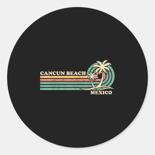zomervakantie Mexico Cancun strand Ronde Sticker (Voorkant)