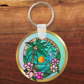 Zomervakantie Ocean Beach bij zonsondergang Sleutelhanger (Achterkant)