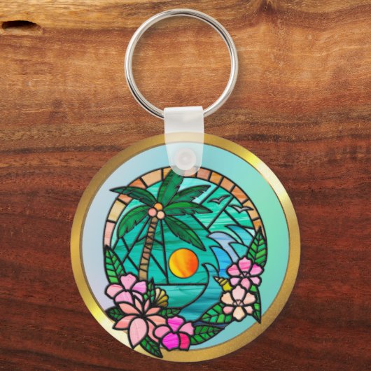 Zomervakantie Ocean Beach bij zonsondergang Sleutelhanger (Achterkant)