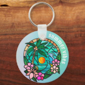 Zomervakantie Ocean Beach bij zonsondergang Sleutelhanger (Achterkant)