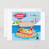 Zomervakantie op het strand feestdagenkaart (Voorkant / Achterkant)