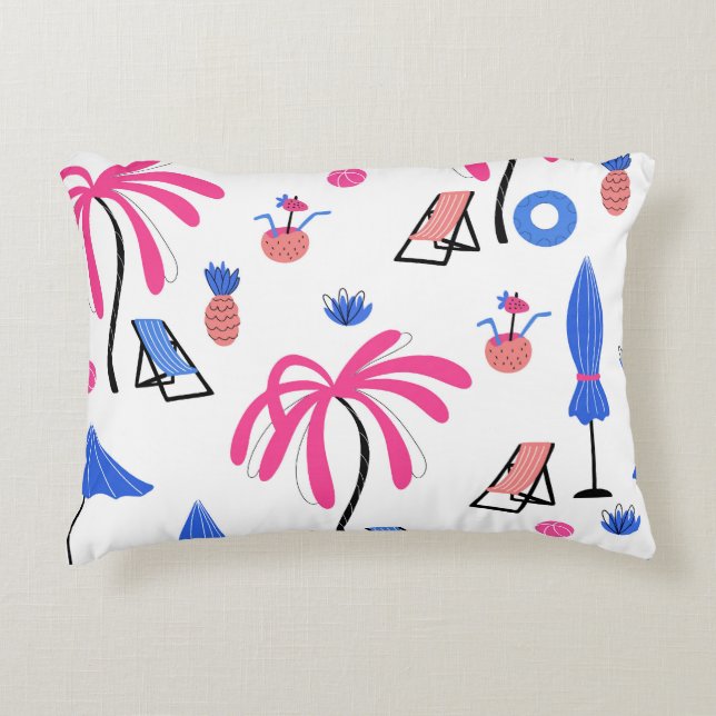Zomervakantie: Palmbomen Ananas Patroon Accent Kussen (Voorkant)