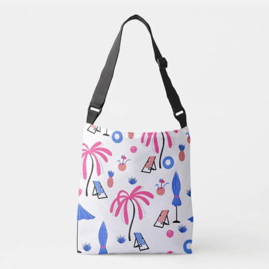 Zomervakantie: Palmbomen Ananas Patroon Crossbody Tas (Voorkant)