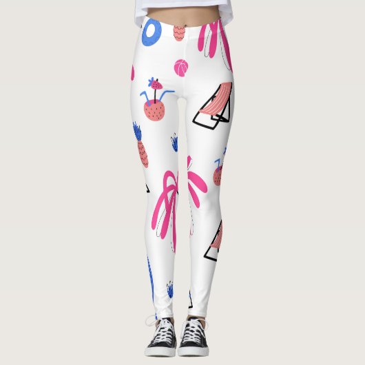 Zomervakantie: Palmbomen Ananas Patroon Leggings (Voorkant)
