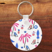 Zomervakantie: Palmbomen Ananas Patroon Sleutelhanger (Achterkant)
