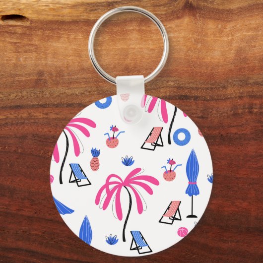 Zomervakantie: Palmbomen Ananas Patroon Sleutelhanger (Achterkant)