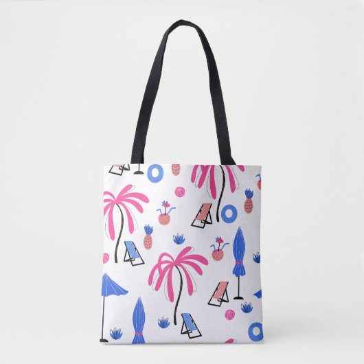 Zomervakantie: Palmbomen Ananas Patroon Tote Bag (Voorkant)