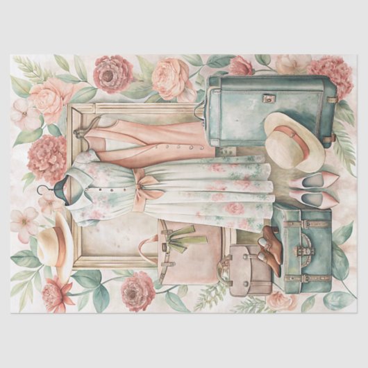 zomervakantie reiskoffers tissuepapier (Voorkant)