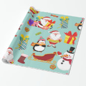 Zomervakantie Santa Sleigh Kerstmis Cadeaupapier (Uitgerold)