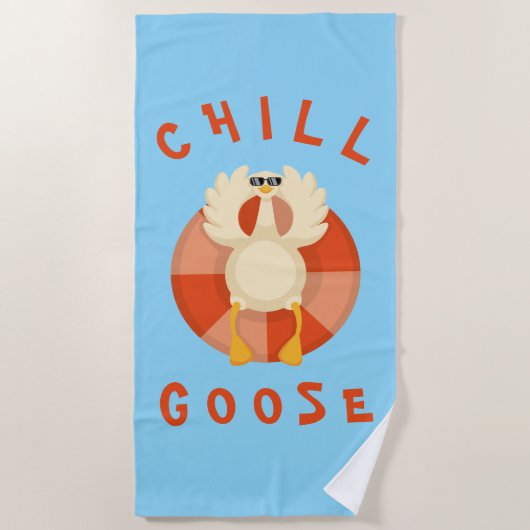 Zomervakantie Strand Chill Goose Zwemring Blauw Strandlaken (Voorkant)