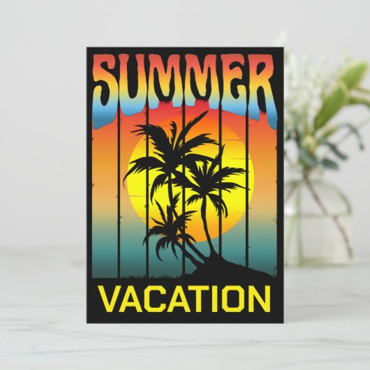 ZOMERVAKANTIE STRAND PALMBOOM ZONSONDERGANG KAART (Staand voorkant)