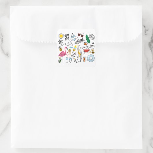 zomervakantie vierkante sticker (Tas)