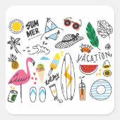 zomervakantie vierkante sticker (Voorkant)