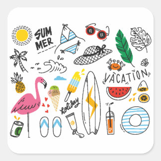 zomervakantie vierkante sticker