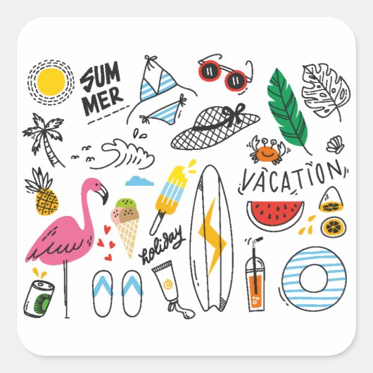 zomervakantie vierkante sticker (Voorkant)