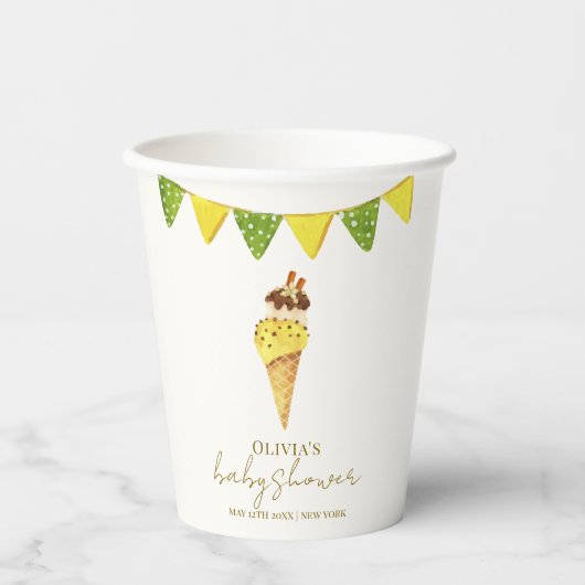 Zomervanille het Scoop Ice Cream Baby shower Papieren Bekers (Voorkant)
