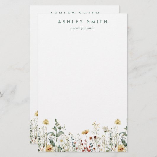 Zomerveld met wilde bloemen briefpapier (Voorkant / Achterkant)