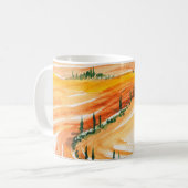 zomervelden. Waterverf schilderen. Toscaanse lands Koffiemok (Voorkant links)