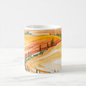 zomervelden. Waterverf schilderen. Toscaanse lands Koffiemok (Center)