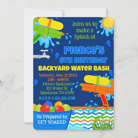 Zomerverjaardagsfeest Achtertuin Water Bash Party Kaart (Voorkant)