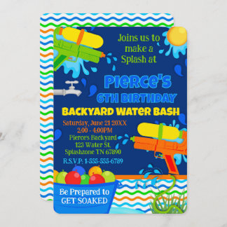 Zomerverjaardagsfeest Achtertuin Water Bash Party Kaart