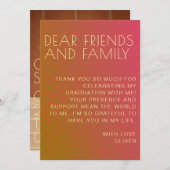 Zomervibe afstuderen parallel warme kleurlijnen bedankkaart (Voorkant / Achterkant)