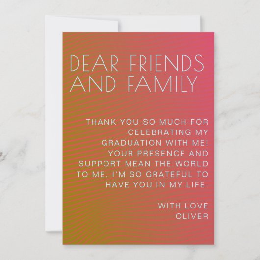 Zomervibe afstuderen parallel warme kleurlijnen bedankkaart (Voorkant)