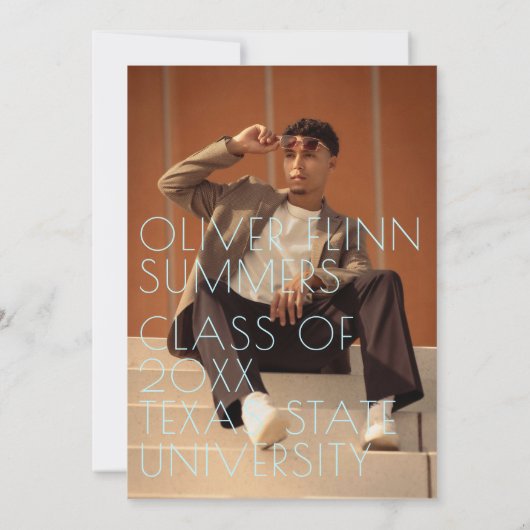 Zomervibe afstuderen parallel warme kleurlijnen bedankkaart (Achterkant)