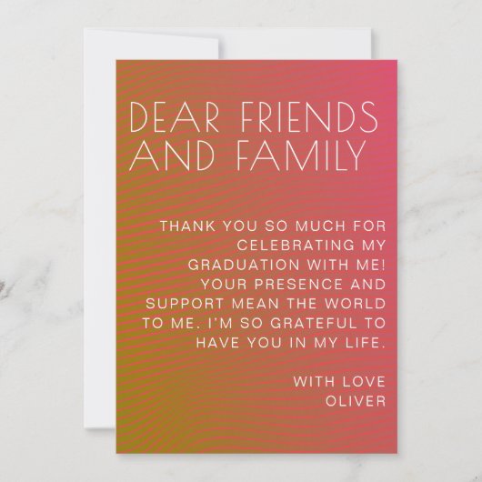 Zomervibe afstuderen parallel warme kleurlijnen bedankkaart (Voorkant)