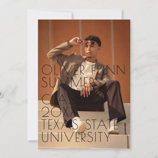 Zomervibe afstuderen parallel warme kleurlijnen bedankkaart (Achterkant)