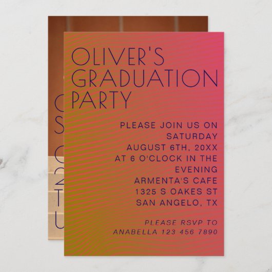 Zomervibe afstuderen parallel warme kleurlijnen kaart (Voorkant / Achterkant)