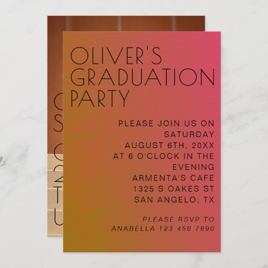 Zomervibe afstuderen parallel warme kleurlijnen kaart (Voorkant / Achterkant)