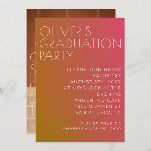 Zomervibe afstuderen parallel warme kleurlijnen kaart (Voorkant / Achterkant)