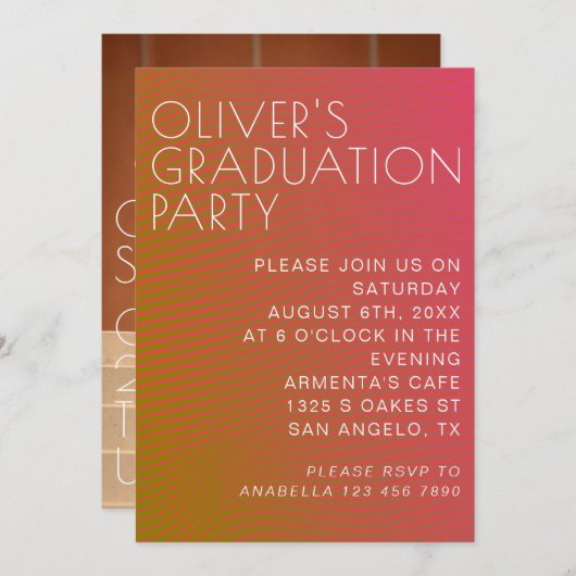 Zomervibe afstuderen parallel warme kleurlijnen kaart (Voorkant / Achterkant)