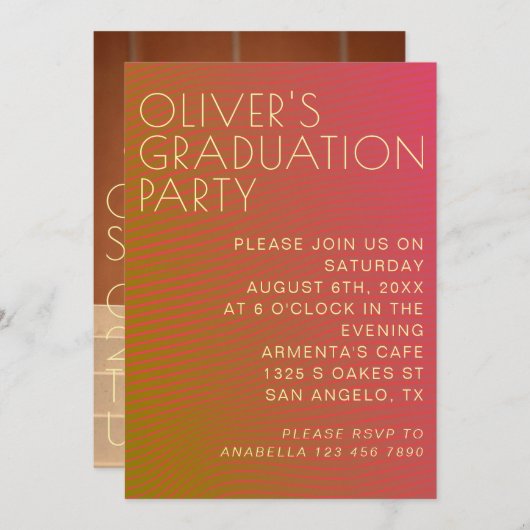 Zomervibe afstuderen parallel warme kleurlijnen kaart (Voorkant / Achterkant)