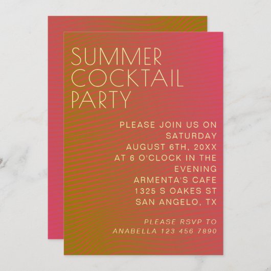 Zomervibe parallelle warme kleurlijnen kaart (Voorkant / Achterkant)