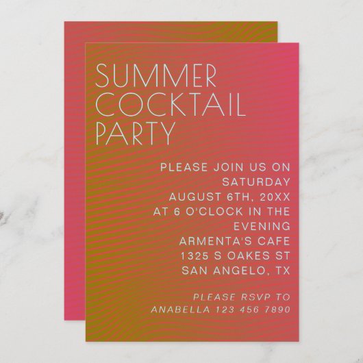 Zomervibe parallelle warme kleurlijnen kaart (Voorkant / Achterkant)